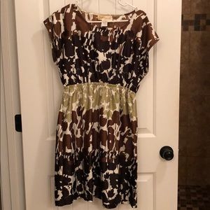 Brown and green floral dress